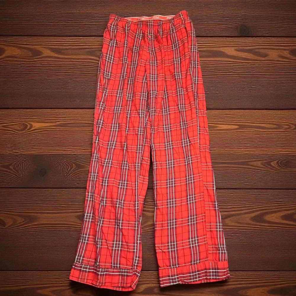 Pink Victoria's Secret Plaid Pajama Pants Red White Blue‎ XS Lounge Sleepwear